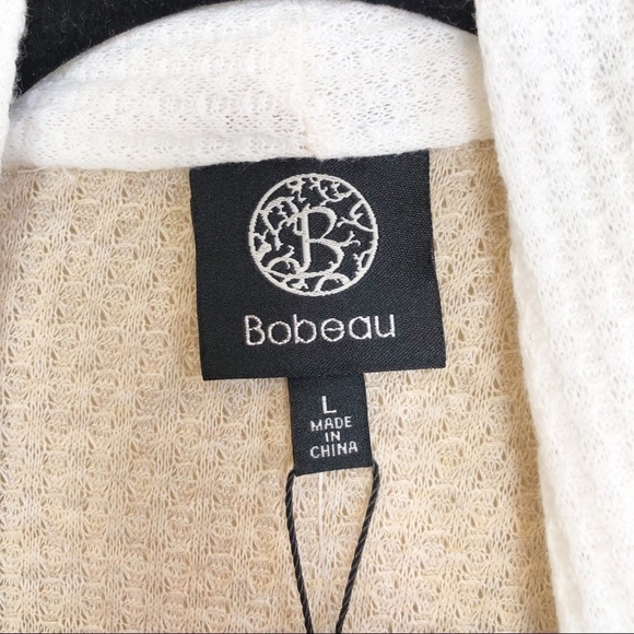New Bobeau Colorblock Lightweight Open Front Cardigan in Oatmeal and Ivory - Picture 6 of 9